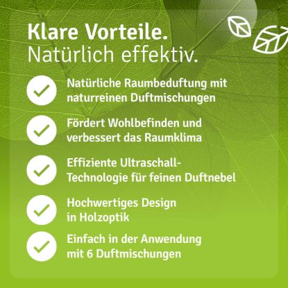 Aroma Diffuser in Wood Look with the Top 6 Fragrance Blends as a Set