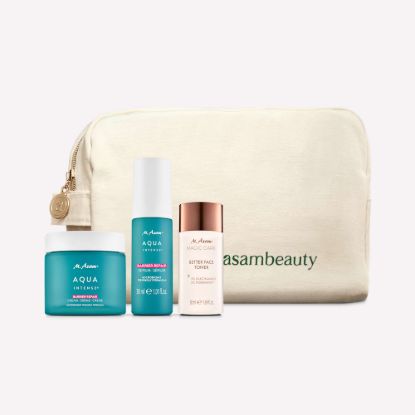 M. Asam AQUA INTENSE Hyaluron care routine to protect the skin barrier in a 3-piece gift set with cosmetic bag