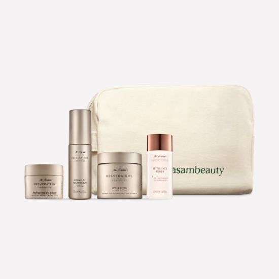 M. Asam RESVERATROL LONGEVITY Firming Resveratrol Care Routine in Gift Set 4-Piece with Cosmetic Bag