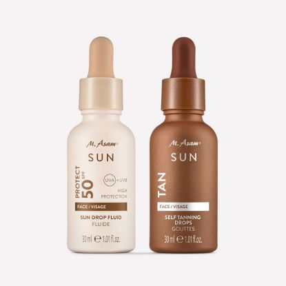 M. Asam Self Tanning Drops Self Tanner Concentrate Face & Sun Drop Fluid Sunscreen Serum Face SPF 50